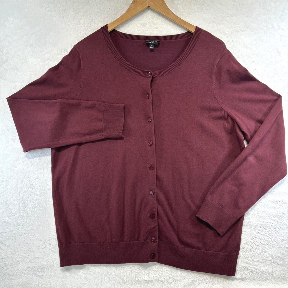 Talbots Preppy Classic‎ Cardigan 1X Pima Cotton Minimalist Academic Burgundy